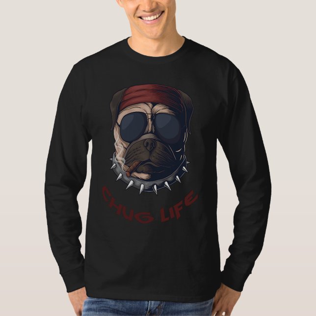 Camiseta Chug Life  Dog Smoke Cigar with Sunglasses Gangste (Anverso)