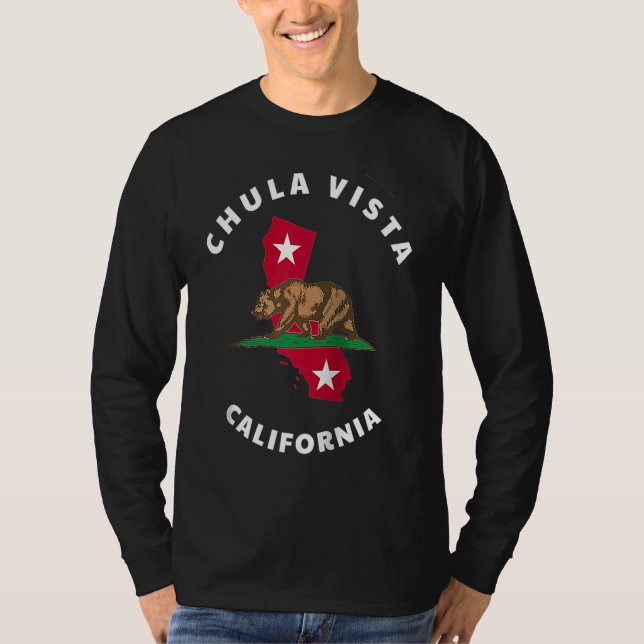 Camiseta Chula Vista California CA Flag and Bear Badge Souv (Anverso)