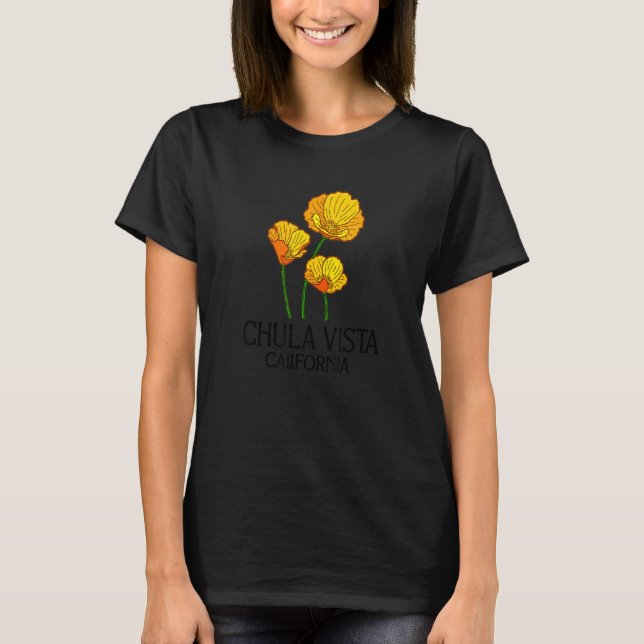 Camiseta Chula Vista California CA Poppy Flower State City  (Anverso)
