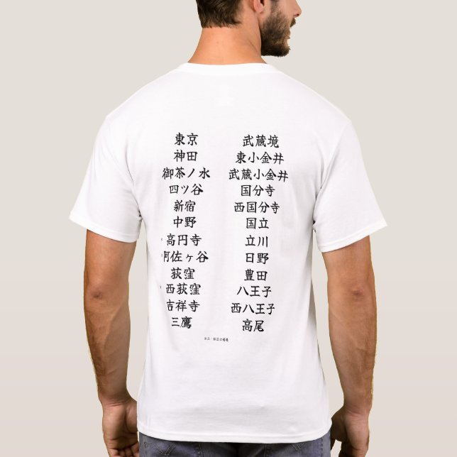Camiseta "Chuo Line" Japanese station name T-shirts (Reverso)