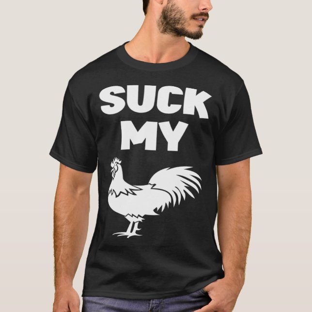 Camiseta Chupa Mi Pollo Blanco Cita (Anverso)