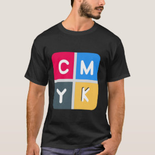 Camiseta Cian CMYK, magenta, amarillo y clave