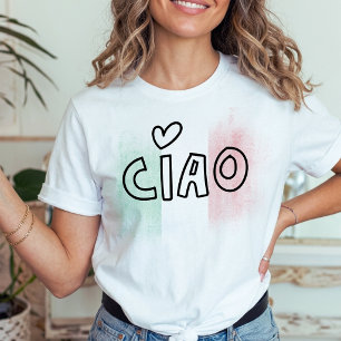 Camiseta CIAO bandera italiana verde blanco rojo Italia