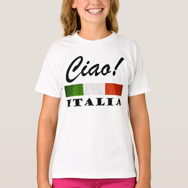Camiseta ¡Ciao! Bandera roja blanca verde de Italia (Anverso)