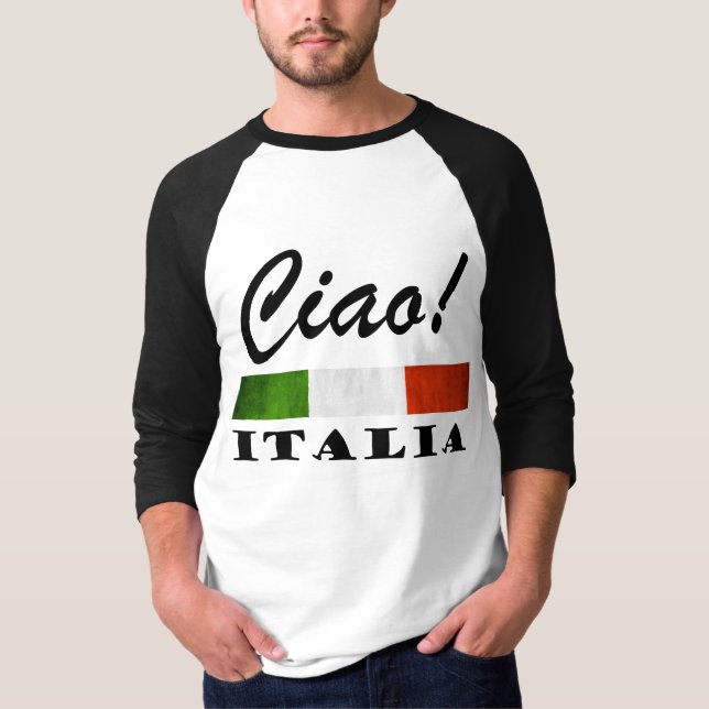 Camiseta ¡Ciao! Bandera roja blanca verde de Italia (Anverso)