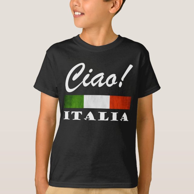 Camiseta ¡Ciao! Bandera roja blanca verde de Italia (Anverso)