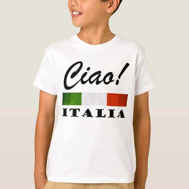 Camiseta ¡Ciao! Bandera roja blanca verde de Italia (Anverso)