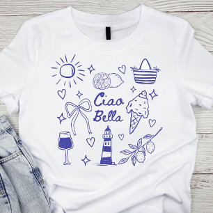 Camiseta Ciao Bella Azul Coqueta Lazo Verano Italiano