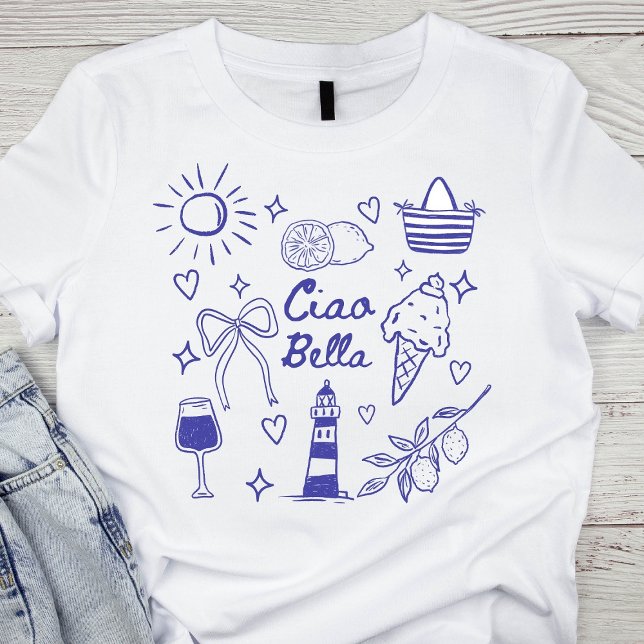 Camiseta Ciao Bella Blue Coquette Bow Italian Summer (Subido por el creador)