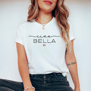 Camiseta Ciao Bella- Letra manuscrita y corazón italiano