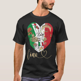 Camiseta Ciao Italia Guay Italia Bandera gráfica Heart Cute