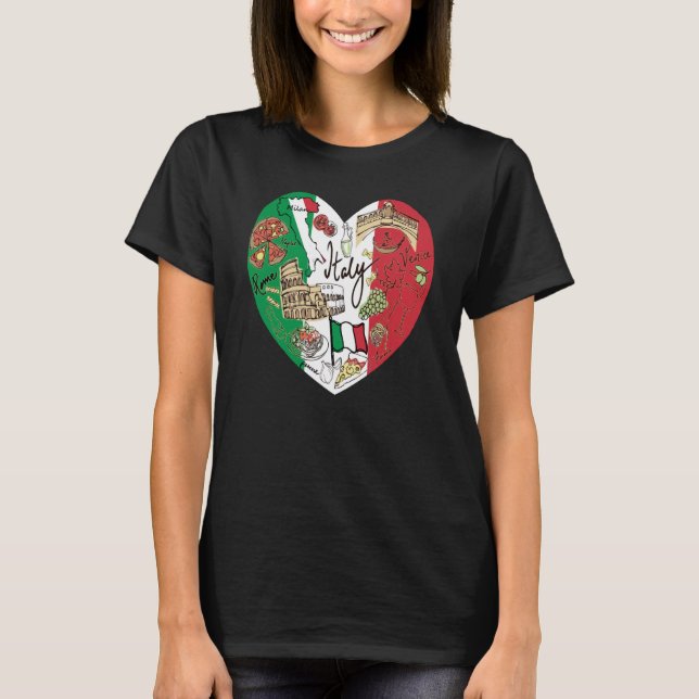 Camiseta Ciao Italia Guay Italia Bandera gráfica Heart Cute (Anverso)