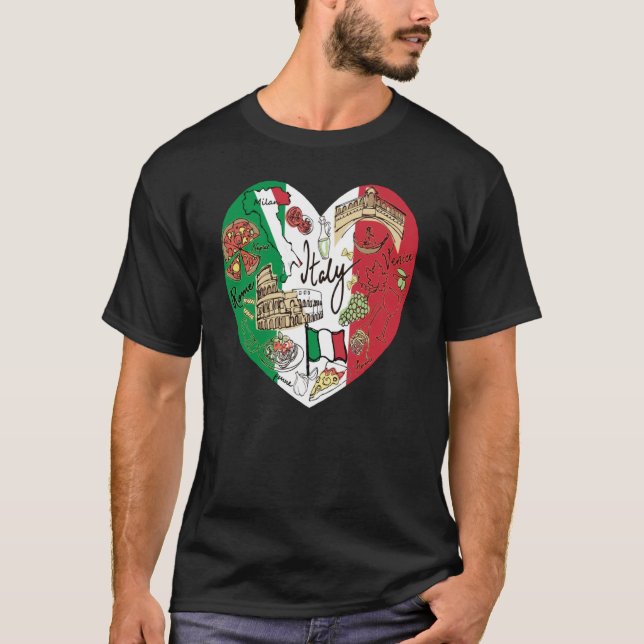 Camiseta Ciao Italia Guay Italia Bandera gráfica Heart Cute (Anverso)