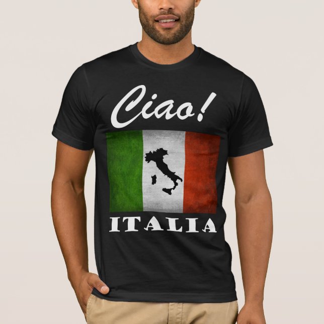 Camiseta ¡Ciao! Mapa italiano de la bandera de Italia en Tr (Anverso)