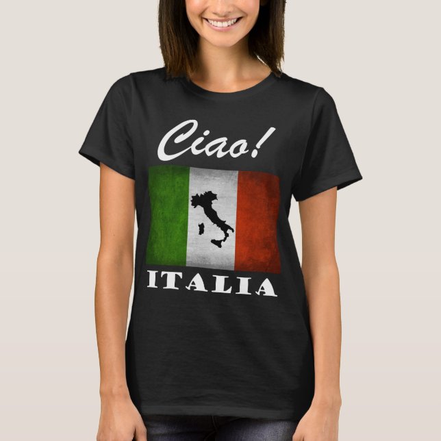 Camiseta ¡Ciao! Mapa italiano de la bandera de Italia en Tr