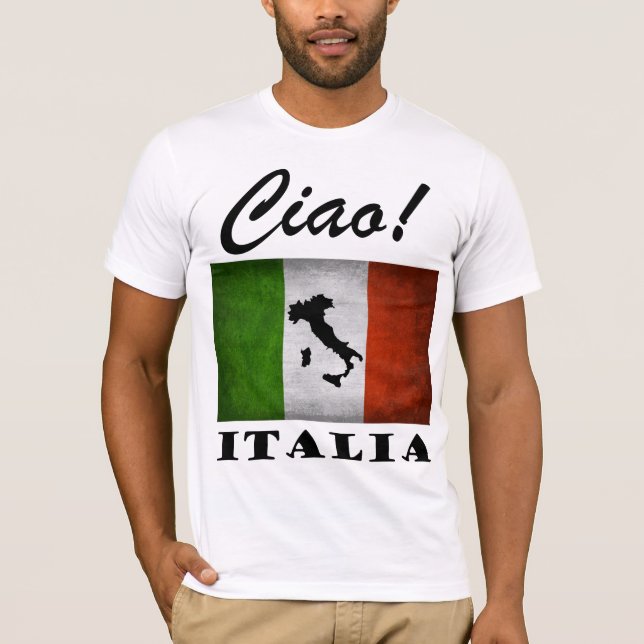 Camiseta ¡Ciao! Mapa italiano de la bandera de Italia en Tr (Anverso)