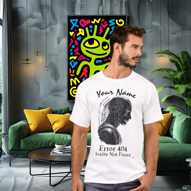 Camiseta Ciberhumano Monocromo – Error 404 de Nombre Person (Subido por el creador)