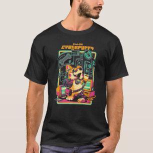 Camiseta Ciberperro Cyborg Corgi Ciencia Ficción Futurista