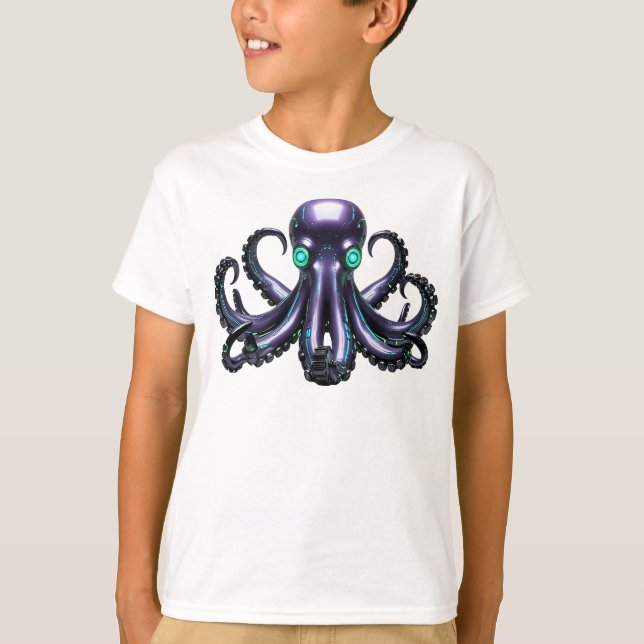 Camiseta Ciberpulpo - Creatura Futurista del Mar (Anverso)