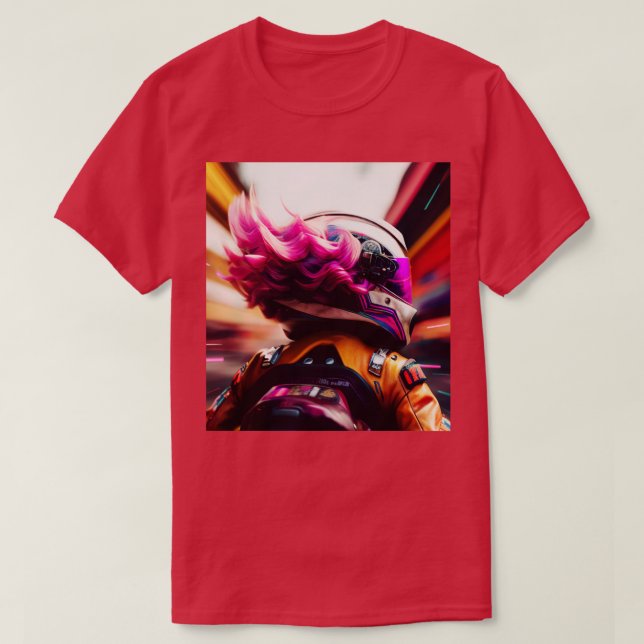 Camiseta Ciberpunk Biker Motocicleta Motociclista Futurista (Diseño del anverso)