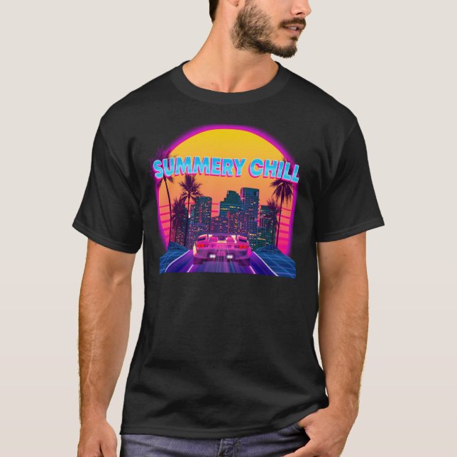 Camiseta ¡Ciberpunk con vibraciones de Summery Chill! Clási (Anverso)