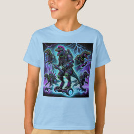 Camiseta Ciberpunk Dino Warriors - Dinos futuristas extremo