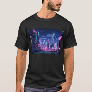 Camiseta Ciberpunk en la azotea de Japón