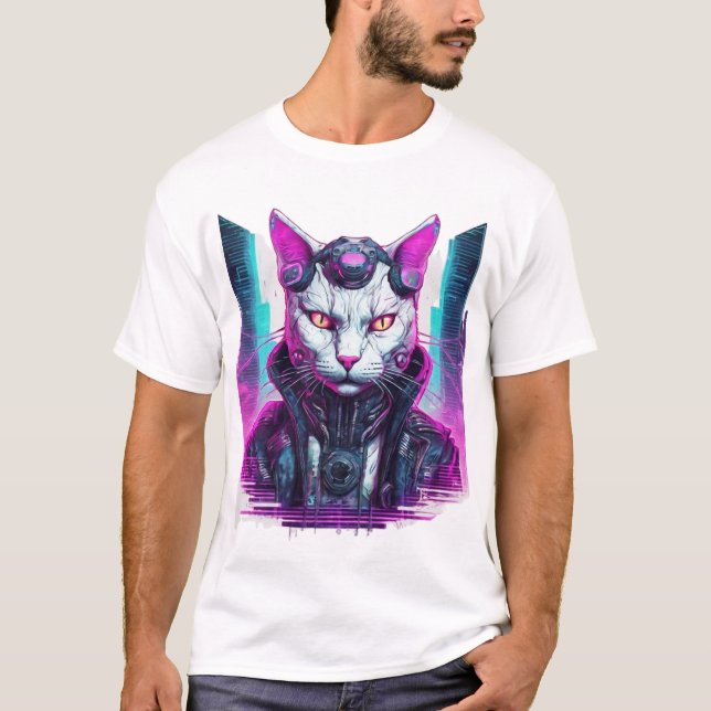 Camiseta Ciberpunk Feline Warrior (Anverso)
