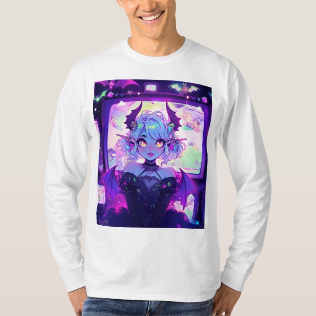 Camiseta Ciberpunk gótico Demon Fantasy Anime Chica (Anverso)