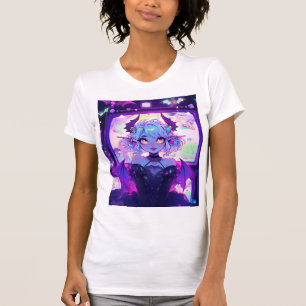 Camiseta Ciberpunk gótico Demon Fantasy Anime Chica