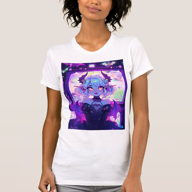 Camiseta Ciberpunk gótico Demon Fantasy Anime Chica (Anverso)