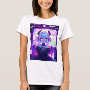 Camiseta Ciberpunk gótico Demon Fantasy Anime Chica