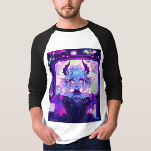 Camiseta Ciberpunk gótico Demon Fantasy Anime Chica