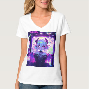Camiseta Ciberpunk gótico Demon Fantasy Anime Chica