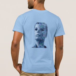 Camiseta Ciberpunk IA Humano Placa de Circuito Azul