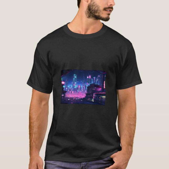 Camiseta Ciberpunk Night City Rooftop (Anverso)