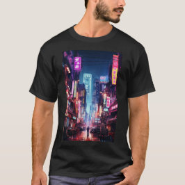 Camiseta Ciberpunk Tokyo Street Neon Light