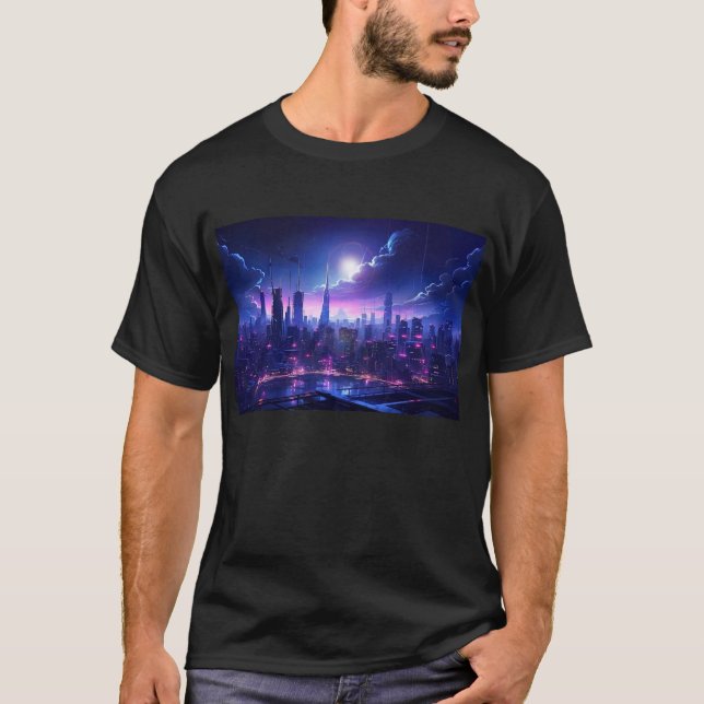 Camiseta Ciberpunk Tokyo Waterfront (Anverso)