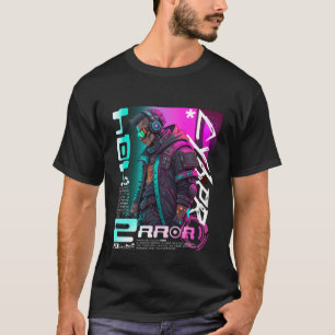Camiseta Ciberpunk urbano en la calle, error futurista