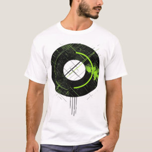 Camiseta Ciberpunk Verde Neón Geométrico Glitch Techwear