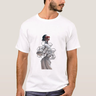 Camiseta Ciborg elegante con moda futurista blanca