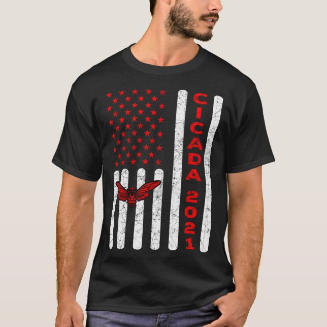 Camiseta Cicada Invasion 2021 Insect Brood X American Flag  (Anverso)