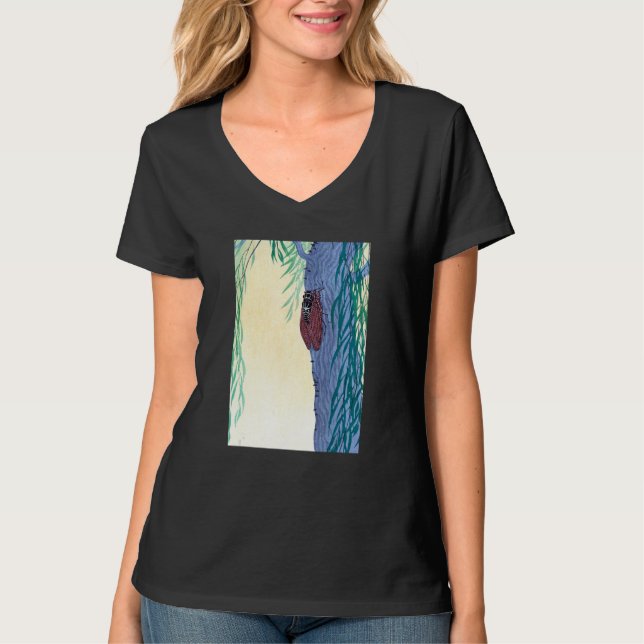 Camiseta Cicada on Tree of the Moon by Ohara Koson (Anverso)