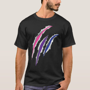 Camiseta Cicatriz de escote de la bandera del orgullo bisex