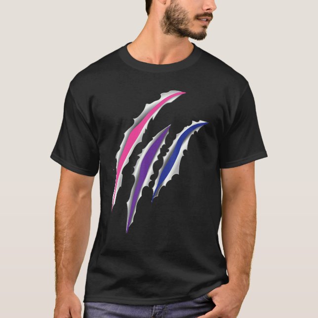 Camiseta Cicatriz de escote de la bandera del orgullo bisex (Anverso)