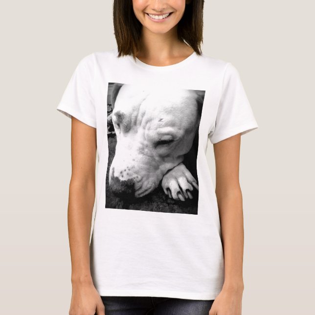 Camiseta cicatriz de harry potter perro pit bull blanco (Anverso)