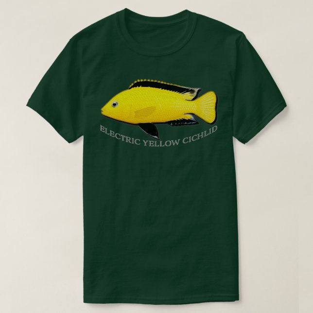 Camiseta Cichlid amarillo eléctrico (Diseño del anverso)