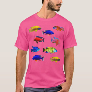 Camiseta Cichlids Africanos Peacock Cichlid Haps Aquarium F