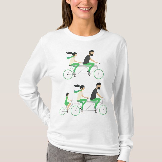 Camiseta Ciclismo en Bicicleta Tandem Familiar (Anverso)