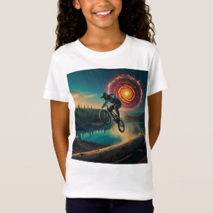 Camiseta Ciclista de BMX junto a un lago forestal